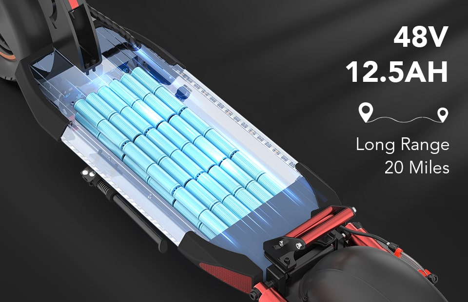 AOKDA A1 elektriskais skrejritenis ar 48 V 12,5 Ah akumulatoru, liels nobraukums 20 jūdzes