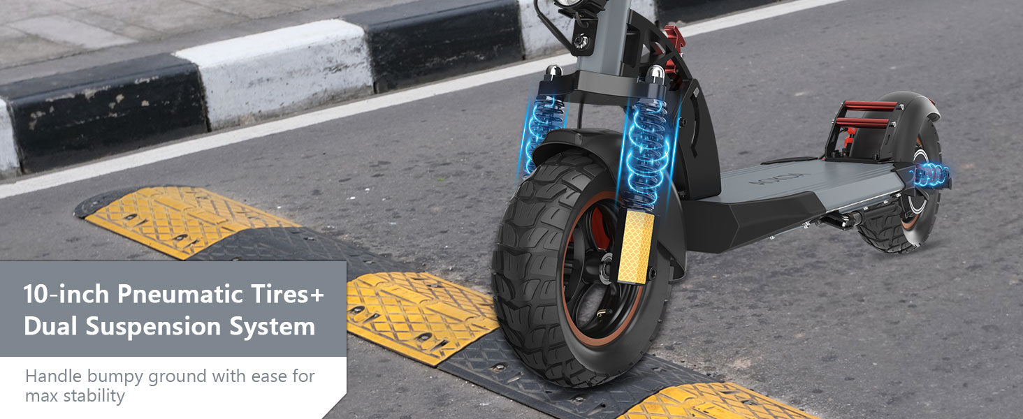 AOKDA A1 Commuting Electric Scooter with 10 inch air tires and dual suspension system