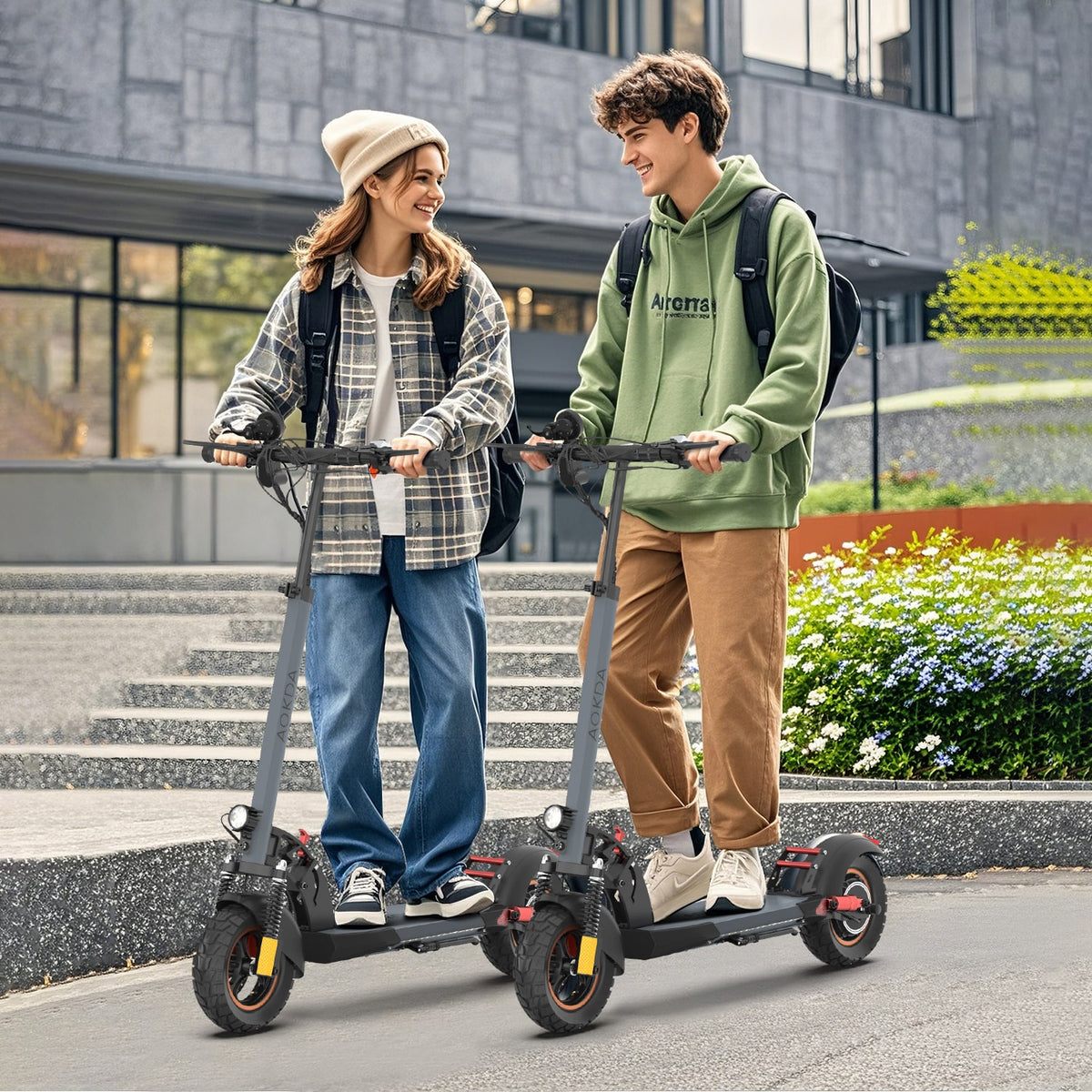 AOKDA A1 Folding Electric Scooter for Commuter, 800W Electric Scooter with 48V 12.5Ah Battery, Max Speed 45km/h, 15.5 Mi Distance, Max Load 265 Lbs