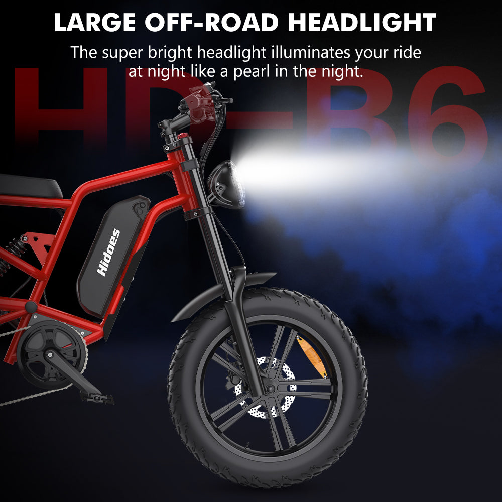 Hidoes B6 1200 W Elektrofahrrad für Erwachsene mit großem LED-Scheinwerfer