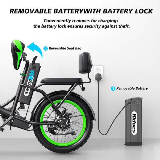 Hidoes C1 Folding Electric Bike, E-Bike with Removeable Battery, 750W Motor, 48v 13Ah Battery, Fast Speed 25 MPH, Long Range 22 Miles