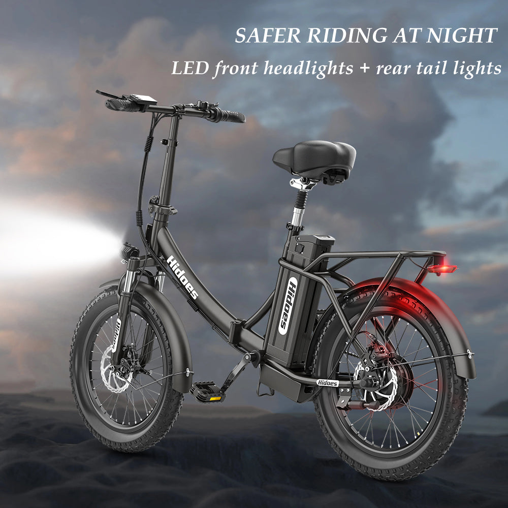 Hidoes C2 folding electric bike for commuter with bright LED headlight