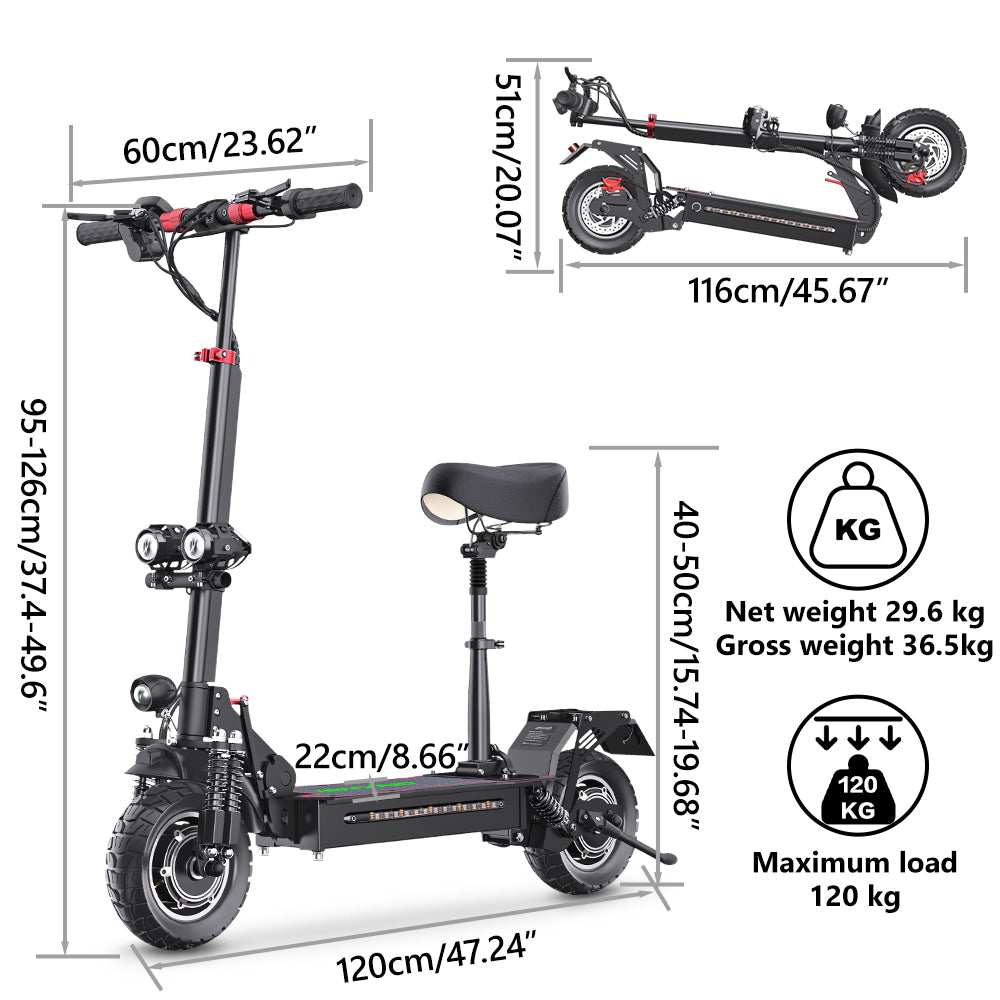 iENYRID ES10 dual 1000W motor electric scooter size