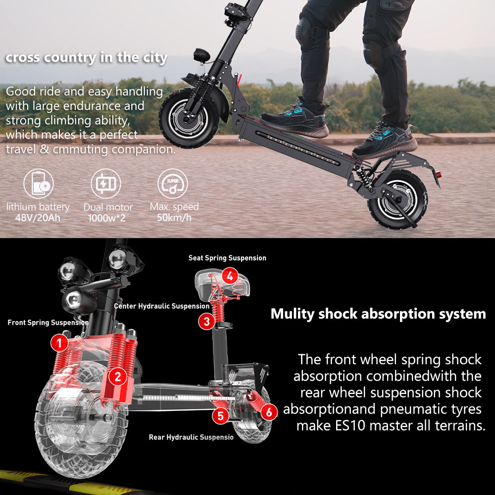iENYRID ES10 dual 1000W motor electric scooter with multi shock absorbers