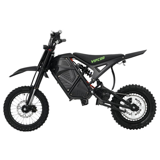 The VIPCOO H3 Electric Dirt Bike is designed for riders who want maximum power, advanced performance, and all-terrain capability in one machine. Featuring a high-torque 48V 3500W motor and a 48V 23Ah removable lithium battery, it delivers incredible acceleration (39 mph), long-range endurance (43 miles), and the confidence to conquer any trail.