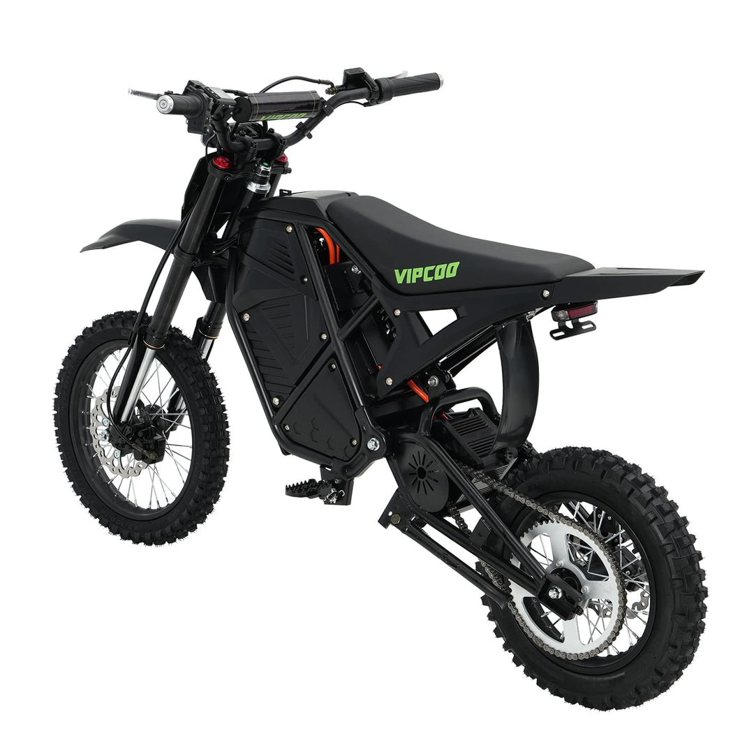 The VIPCOO H3 Electric Dirt Bike is designed for riders who want maximum power, advanced performance, and all-terrain capability in one machine. Featuring a high-torque 48V 3500W motor and a 48V 23Ah removable lithium battery, it delivers incredible acceleration (39 mph), long-range endurance (43 miles), and the confidence to conquer any trail.