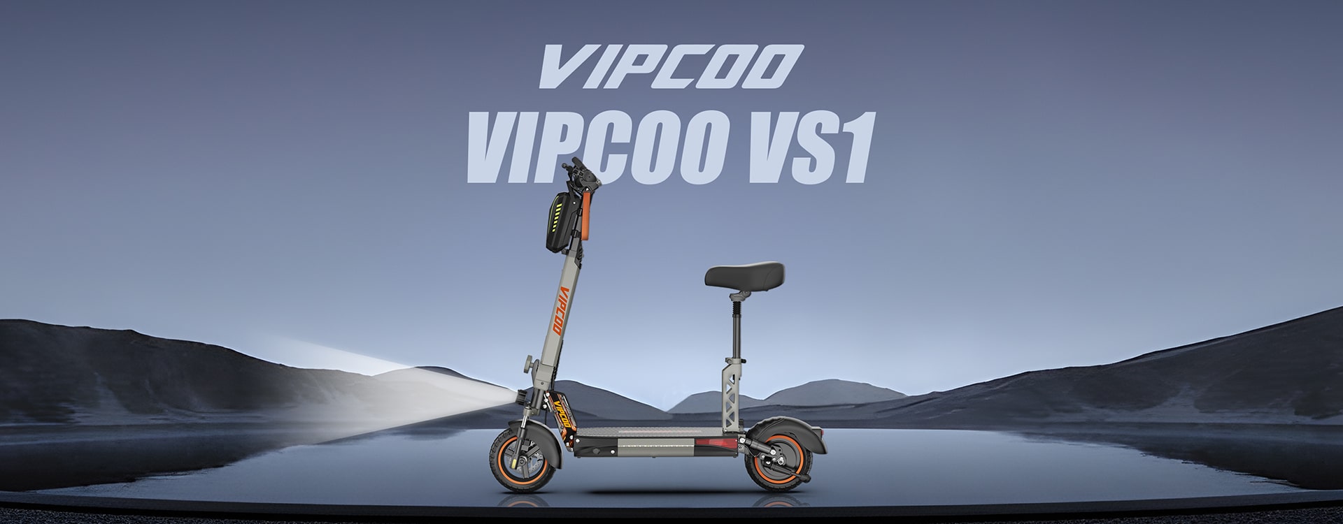 VIPCOO VS1 Foldable Electric Scooter adults with a 700W motor, 28 mph speed, 48V 13Ah battery, 19-mile range, max load 265 lbs and a removable seat.