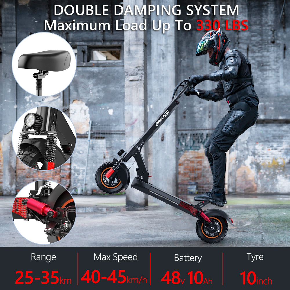 iENYRID M4 off road electric scooter with front and rear damping system.