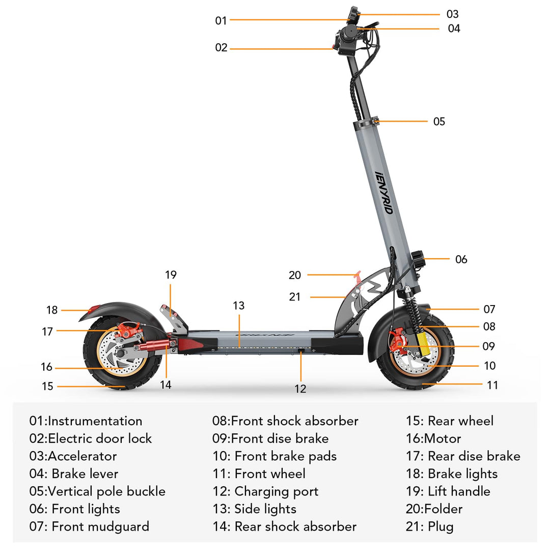 iENYRID A1 Folding Electric Scooter for Commuter, 800W Electric Scooter with 48V 12.5Ah Battery, Max Speed 45km/h, 20 Mi Distance, Max Load 265 Lbs