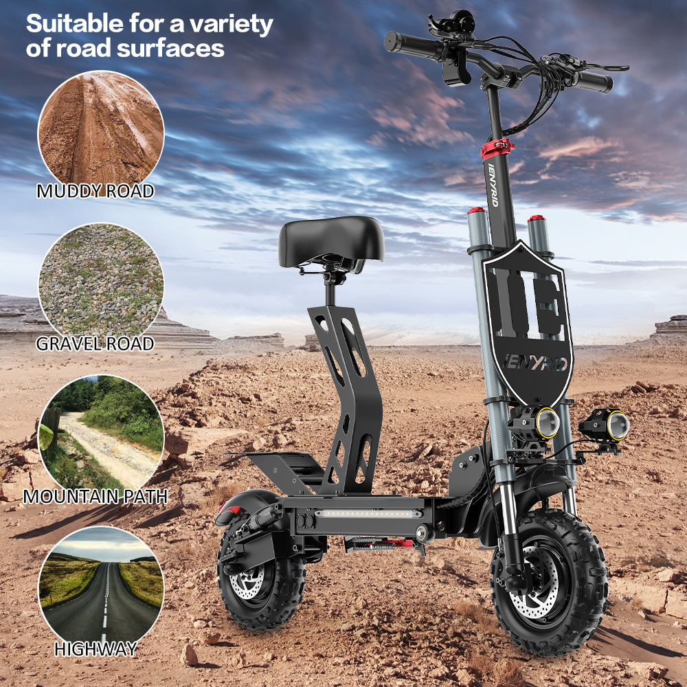 iENYRID ES20 2400W Dual motor electric scooter off road all terrain for adults, can ride in the muddy road, gravel road, sad, glass.