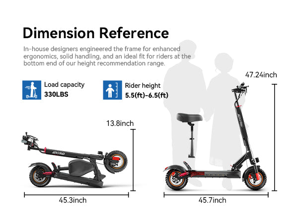 iENYRID M4 electric scooter size and suggest height