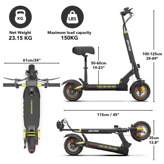 iENYRID M4 Pro S+ 2024 Gold Electric Scooter with Seat, 800W Off Road E-Scooter, 48V Battery, Long Range 18.6 Miles, Max Speed 28 Mph, Payload 330Lbs