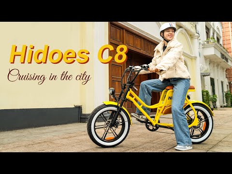 Hidoes C8 700W Fat Tire Electric Bike, Yellow Electric Bike for Woman, max speed 25 mph, long range 32 miles